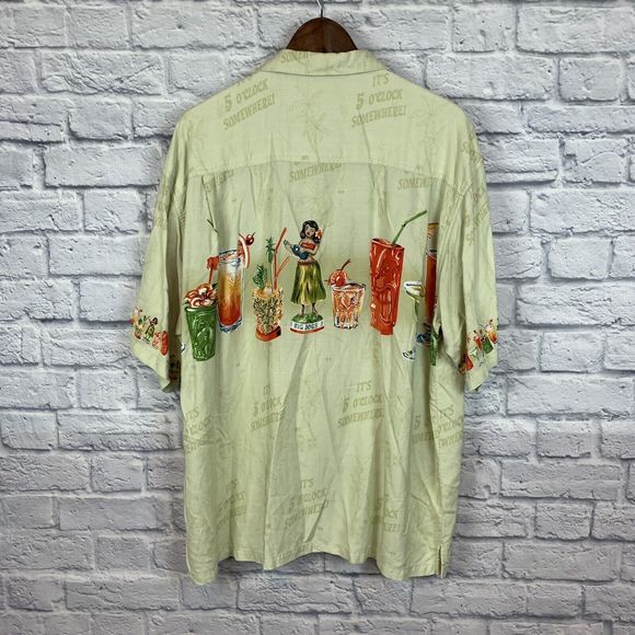 Big Dogs Hawaiian Shirt Mens It's Five O'Clock Somewhere Cocktails Drinks Large - Picture 3 of 5